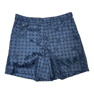 Banana Republic Flat Front High Waist Chino Blue Circle Shorts Sz 10 Classic EUC